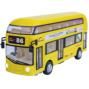 plastic new die-cast double decker metal bus 75 inch luxury bus 4 wheel with 2 openable doors amp light music yellow london bus