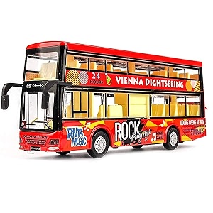 plastic new die-cast double decker metal bus 75 inch luxury bus 4 wheel with 2 openable doors amp light music metal bus_multi