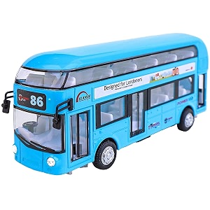 plastic new die-cast double decker metal bus 75 inch luxury bus 4 wheel with 2 openable doors amp light music blue london bus