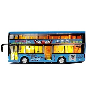 plastic new die-cast double decker metal bus 75 inch luxury bus 4 wheel with 2 openable doors amp light music pack of 3_multi