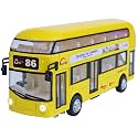 Plastic New Die-Cast Double Decker Metal Bus 7.5 inch Luxury Bus 4 Wheel with 2 Openable Doors &amp; Light Music (Yellow London Bus)