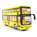 Plastic New Die-Cast Double Decker Metal Bus 7.5 inch Luxury Bus 4 Wheel with 2 Openable Doors & Light Music (Light Yellow)