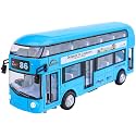 Plastic New Die-Cast Double Decker Metal Bus 7.5 inch Luxury Bus 4 Wheel with 2 Openable Doors &amp; Light Music (Blue London Bus)