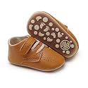 SOFMUO Baby Boys Girls High Top Ankle PU Leather Sneakers Soft Rubber Sole Infant Moccasins Newborn Oxford Loafers Anti-Slip Toddler Wedding Uniform Dress Shoes