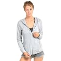 Sofra Women's Thin Cotton Zip Up Hoodie Jacket