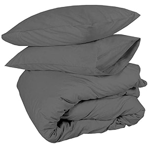 sofrito duvetcomforter cover set - double - 9134x10134 - inches with 2 pillow covers 1834x2834 - inches- graphite
