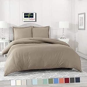 sofrito duvetcomforter cover set - single - 6134x9134 - inches with 1 pillow cover 1834x2834 - inches- taupe