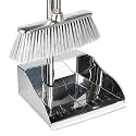 Soft Bristle Broom & Stainless Dustpan Set, Silver, Tile/Wood/Composite