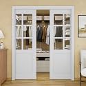 72x80 Double Glass Pocket Door,6-Lite Clear Glass Door,Sliding French Doors