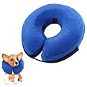 KINBOM Soft Dog Surgery Collar, Inflatable Dog Neck Recovery Donut Pillow Collar for Dogs and Cats After Surgery, Preventing Pets from Touching Wounds (Blue, Cotton)