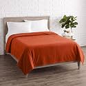 Soft Fleece Blanket for Double Bed, Mild Winter, Traveling Blanket, Warm Bedsheets, All Seasons Blanket, Micro Mink | Lightweight Double Bed Blanket for Home, 220×220 cm (Rust)
