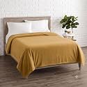 Soft Fleece Blanket for Double Bed, Mild Winter, Traveling Blanket, Warm Bedsheets, All Seasons Blanket, Micro Mink | Lightweight Double Bed Blanket for Home, 220×220 cm (Beige)