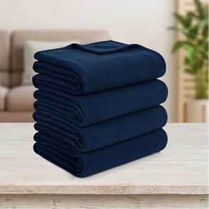 soft fleece blanket for single bed mild winter traveling blanket warm bedsheets all seasons blanket micro mink  lightweight single bed blanket for home 150220 cm blue - set of 4