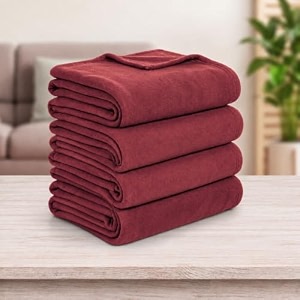 soft fleece blanket for single bed mild winter traveling blanket warm bedsheets all seasons blanket micro mink  lightweight single bed blanket for home 150220 cm maroon - set of 4