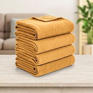 soft fleece blanket for single bed mild winter traveling blanket warm bedsheets all seasons blanket micro mink  lightweight single bed blanket for home 150220 cm beige - set of 4