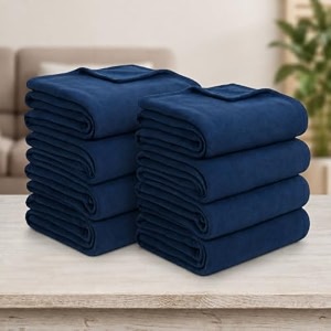 soft fleece blanket for single bed mild winter traveling blanket warm bedsheets all seasons blanket micro mink  lightweight single bed blanket for home 150220 cm blue - set of 8