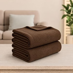 soft fleece blanket for single bed mild winter traveling blanket warm bedsheets all seasons blanket micro mink  lightweight single bed blanket for home 150220 cm brown - set of 2
