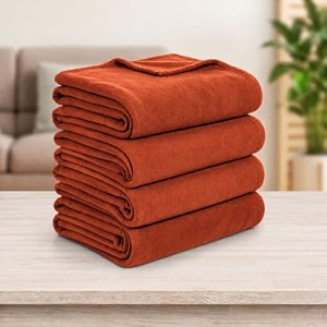 soft fleece blanket for single bed mild winter traveling blanket warm bedsheets all seasons blanket micro mink  lightweight single bed blanket for home 150220 cm rust - set of 4