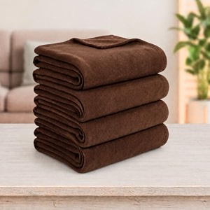 soft fleece blanket for single bed mild winter traveling blanket warm bedsheets all seasons blanket micro mink  lightweight single bed blanket for home 150220 cm brown - set of 4