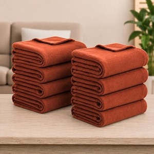 soft fleece blanket for single bed mild winter traveling blanket warm bedsheets all seasons blanket micro mink  lightweight single bed blanket for home 150220 cm rust - set of 8