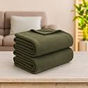 Soft Fleece Blanket for Single Bed, Mild Winter, Traveling Blanket, Warm Bedsheets, All Seasons Blanket, Micro Mink | Lightweight Single Bed Blanket for Home, 150×220 cm (Green - Set of 2)