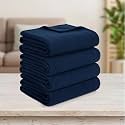 Soft Fleece Blanket for Single Bed, Mild Winter, Traveling Blanket, Warm Bedsheets, All Seasons Blanket, Micro Mink | Lightweight Single Bed Blanket for Home, 150×220 cm (Blue - Set of 4)