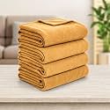 Soft Fleece Blanket for Single Bed, Mild Winter, Traveling Blanket, Warm Bedsheets, All Seasons Blanket, Micro Mink | Lightweight Single Bed Blanket for Home, 150×220 cm (Beige - Set of 4)