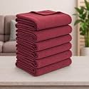 Soft Fleece Blanket for Single Bed, Mild Winter, Traveling Blanket, Warm Bedsheets, All Seasons Blanket, Micro Mink | Lightweight Single Bed Blanket for Home, 150×220 cm (Maroon - Set of 6)
