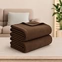 Soft Fleece Blanket for Single Bed, Mild Winter, Traveling Blanket, Warm Bedsheets, All Seasons Blanket, Micro Mink | Lightweight Single Bed Blanket for Home, 150×220 cm (Brown - Set of 2)