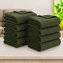 Soft Fleece Blanket for Single Bed, Mild Winter, Traveling Blanket, Warm Bedsheets, All Seasons Blanket, Micro Mink | Lightweight Single Bed Blanket for Home, 150×220 cm (Green - Set of 8)