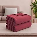 Soft Fleece Blanket for Single Bed, Mild Winter, Traveling Blanket, Warm Bedsheets, All Seasons Blanket, Micro Mink | Lightweight Single Bed Blanket for Home, 150×220 cm (Maroon - Set of 2)