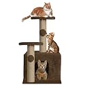 Soft Fur Activity Cat Tree - Natural Sisal Rope, Condo with Sisal Scratching Post, Hanging Ball Toys for Cats and Kittens (Height 26 Inch) (Brown - FURR-25)