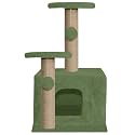 Soft Fur Activity Cat Tree - Natural Sisal Rope, Condo with Sisal Scratching Post, Hanging Ball Toys for Cats and Kittens (Height 26 Inch) (Green)