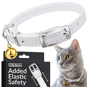 Soft Leather Cat Collar with Safety Elastic