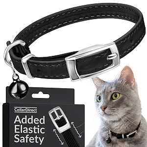 Soft Leather Cat Collar with Safety Elastic