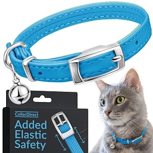 Soft Leather Cat Collar with Safety Elastic