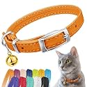 Soft Leather Cat Collar with Safety Elastic