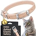 Soft Leather Cat Collar with Safety Elastic