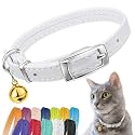 Soft Leather Cat Collar with Safety Elastic