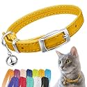 Soft Leather Cat Collar with Safety Elastic