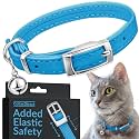 Soft Leather Cat Collar with Safety Elastic