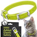 Soft Leather Cat Collar with Safety Elastic