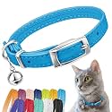 Soft Leather Cat Collar with Safety Elastic