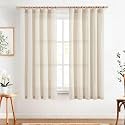 jinchan Blue Floral Linen Curtains for Living