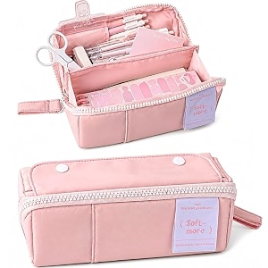 soft pencil case for girls amp boys aesthetic pencil pouch double layer zip-up pen storage organizer large school stationery case pencil bag for students office amp travel