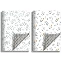 Soft Sage Green Baby Blankets for Unisex Girls or Boys Breathable Gender Neutral Nursery Double Layer Blankets with Dotted Backing and Leaf Printed for Newborn Toddlers 2 Pack (Leaf)