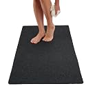 Soft Shower Mat Non Slip - PVC Loofah Inside or Outside Showers, Bathtubs, Bathrooms, and Wet Areas - Safe for Textured Tiled and Smooth Floor - No Suction Cups Secure Anti Slip (Black 24 x 47)