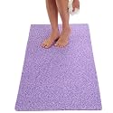 Soft Shower Mat Non Slip - PVC Loofah Inside or Outside Showers, Bathtubs, Bathrooms, and Wet Areas - Safe for Textured Tiled and Smooth Floor - No Suction Cups Secure Anti Slip (Purple Mix 24 x 47)
