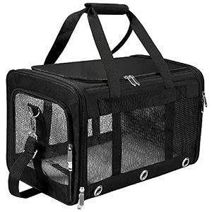 soft sided catdog carriercollapsible pets travel carriers for petpuppy with shoulder strap amp removable matmesh top load small dogscats carry bag up to 17 lbs tsa airline approvedblackm