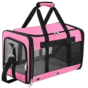 soft sided catdog carriercollapsible pets travel carriers for petpuppy with shoulder strap amp removable matmesh top load small dogscats carry bag up to 17 lbs tsa airline approvedpinkm